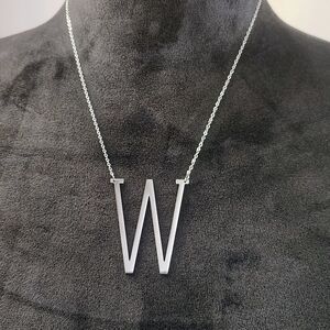 Initial “W” Necklace Stainless Steel Minimalist Pendant Silver Jewelry